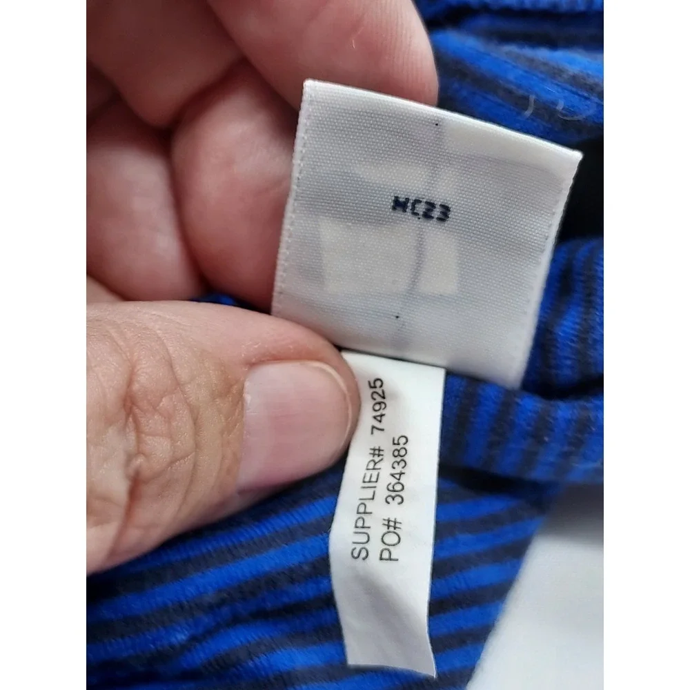 Polo Golf Ralph Lauren Vintage Lisle‎ Blue Black Striped 4 Button Shirt Size XL